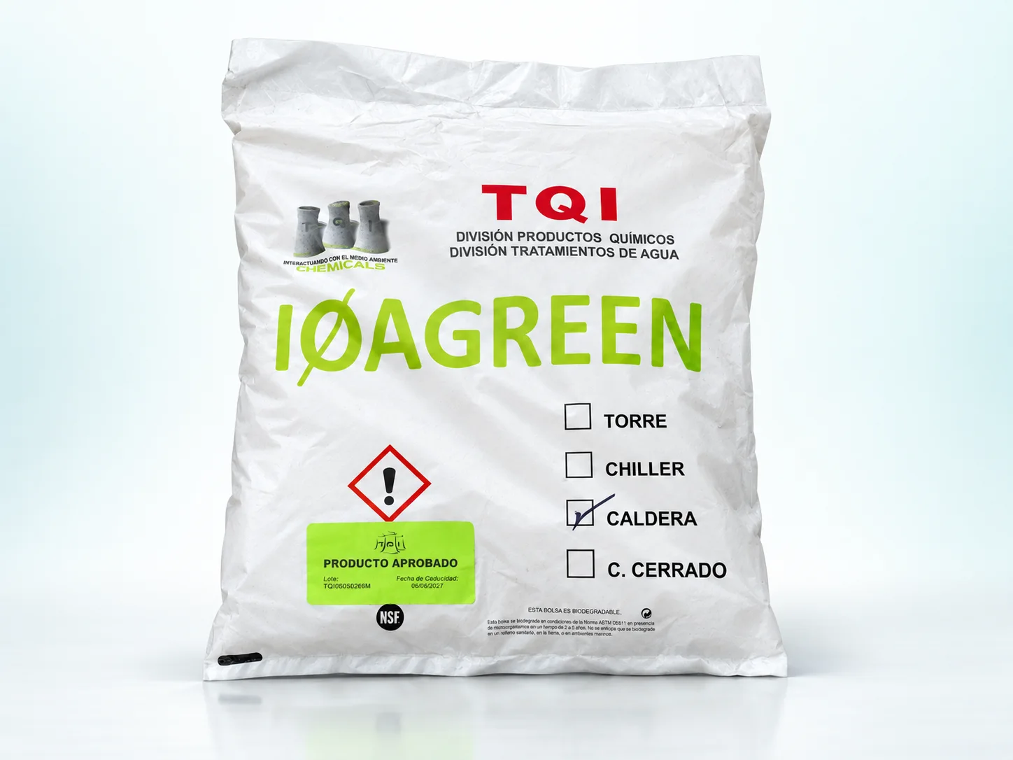 Bolsa real de IQAGREEN para tratamiento de calderas